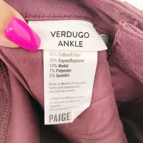 PAIGE Women's Verdugo Ankle Skinny Jeans 24 00 Dark Red Coated Mid Rise NWOT - Picture 10 of 12